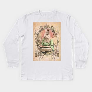 Pretty Bunny Lady in Pink Kids Long Sleeve T-Shirt